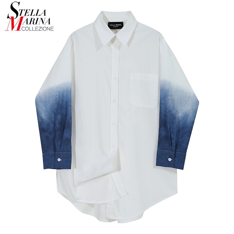 Vrouw Big Size Casual Streetwear Style Lange Mouw Herfst Witte Blouse Vrouwelijke Stijlvolle Shirt Chemise Femme Blusas 6628