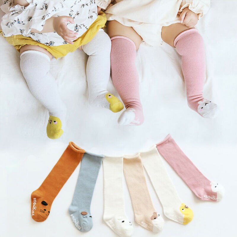 Cartoon Dier Baby Kousen Sokken Leuke Katoenen Kniehoge Sokken Anti-Slip Peuter Kleine Baby Lange Been Warmer Kids kousen
