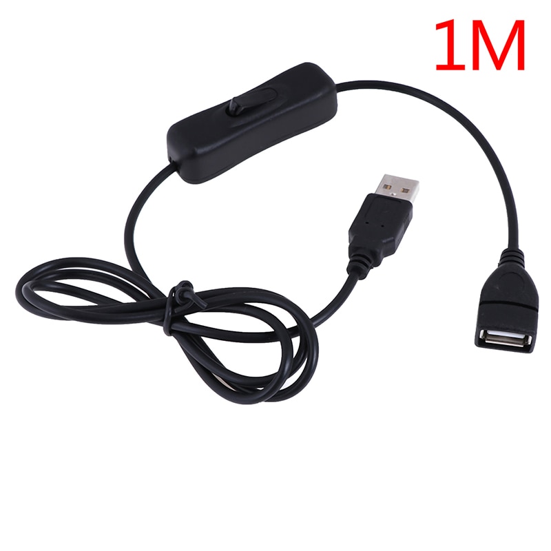 Kabel USB z Przełącznikiem ON/OFF - Mini-USB Męski na Żeński - 1m Czarny