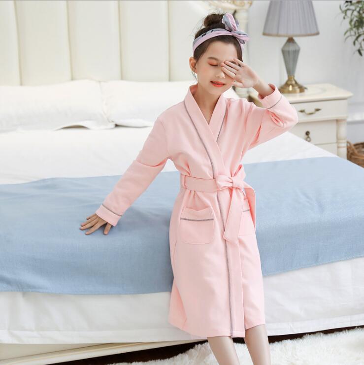 Meisjes Pyjama Jurk Lente Herfst Tiener Meisje Roze Geel Strikje Katoen Nachtkleding Jurken Kinderen Pyjama Jurk Kinderen Kleding