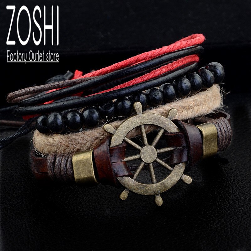 4 pçs bege caqui cânhamo corda tecer pulseira conjunto masculino misto marrom couro envoltório pulseira azul contas de madeira pulseiras multicamadas