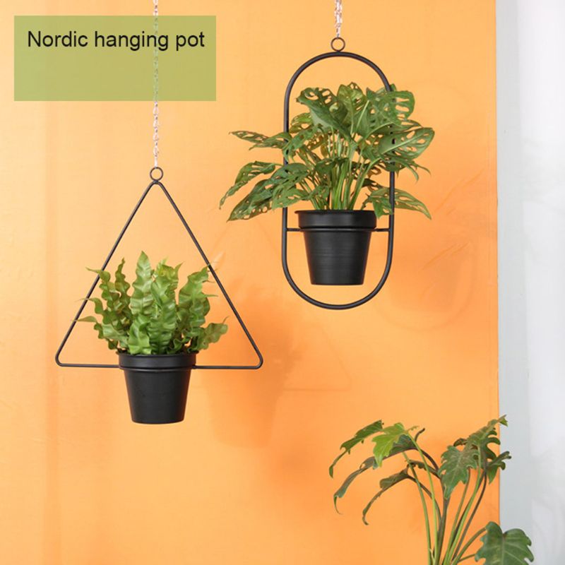 Metal nordisk stil plantebøjle kædehængende kurv blomsterpotte planteholder hjem have altan hængende blomsterpotte