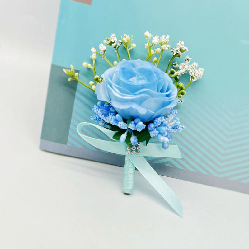 Ramo de novia, flores, accesorios de boda para dama de honor, rosas artificiales azules, ramos de novia, decoración de boda