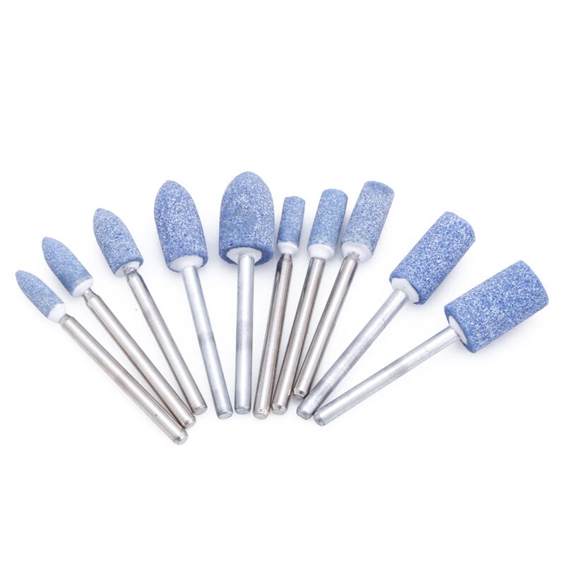 10pc Blue Abrasive Mounted Stone Rotary Tool Grinding Wheel 1/8 Shank
