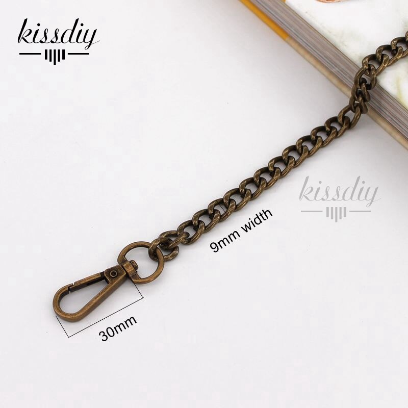 9mm szeroki płaski pasek zastępczy metalowy łącznik zapięcie torebka torba na łańcuszku uchwyt na ramię crossbody torebka z łańcuszkiem 60/100/110/120cm: Brązu / 120cm