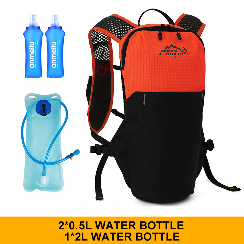 INOXTO Wasserdichter Laufrucksack, 5 l, ultraleichte Trinkweste, Rucksack, wandern- und Fahrradtasche, atmungsaktive Sporttasche, 2 l Wasserbeutel: goldfarbe