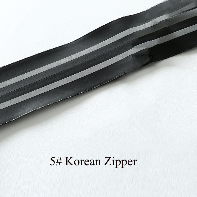 2M 5# Reflective Strip Waterproof Zipper Black White Nylon Zipper for Sewing Invisible Plasti Coil Zips Bags DIY Accessories: 2M-Korean