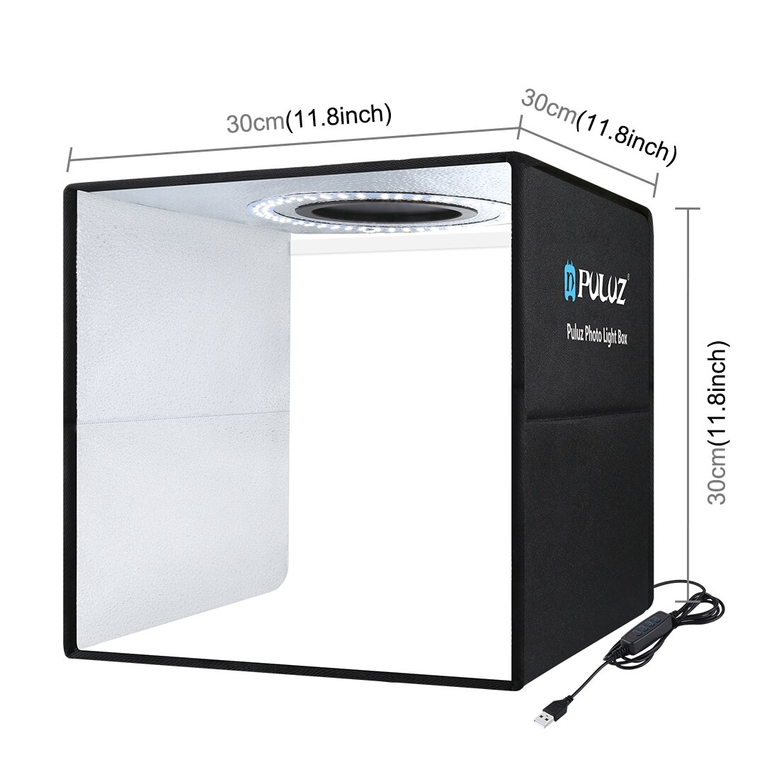 Foto caixa de luz estúdio caixa 30cm portátil dobrável lightbox anel luz tiro tenda caixa kit com 6 cores backdrops fotografia: Black