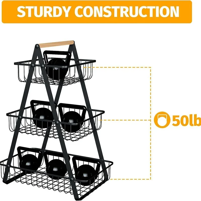 3-- poschodový košík na ovocie, kovová misa na ovocie, košíky na chlieb, kuchynský kuchynský pultový úložný stojan na zeleninu