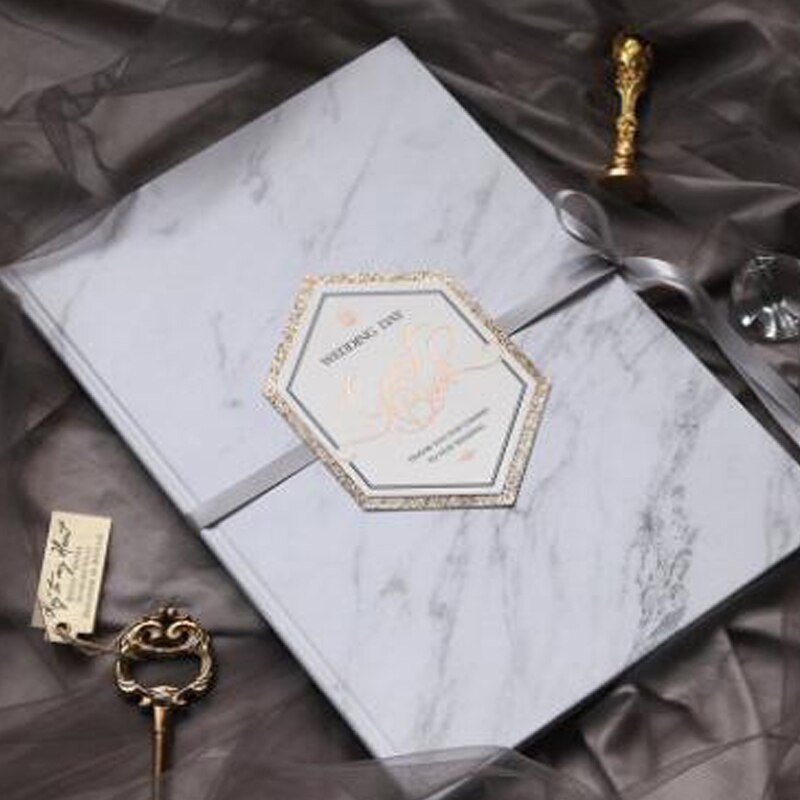 Ins ensfarvet gæstebog premium marmor brongzing brevbånd bryllupsfest aktivitet bogføring papir signatur gæstebog