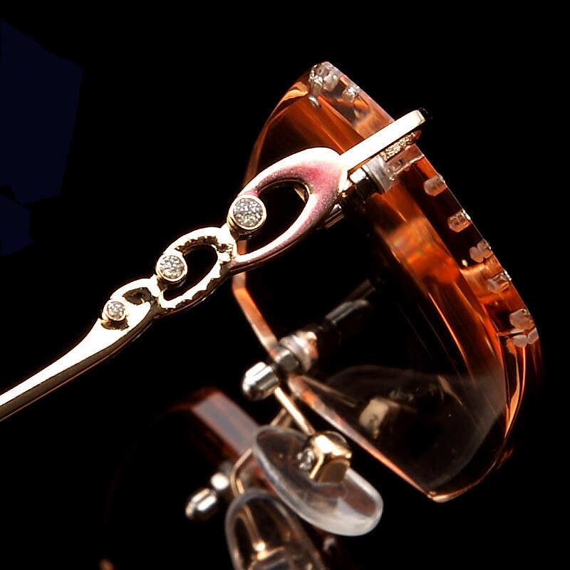 Leesbrillen dames strass leesbrillen computerbrillen voor werk randloos montuur gouden presbyopische optische brillen