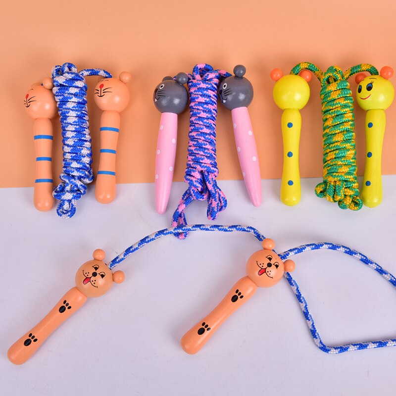 JULYHOT Kids Jump Ropes Wood Handle Sport Bodybuilding Fitness Lovely Cartoon Skipping Ropes Wood Handle