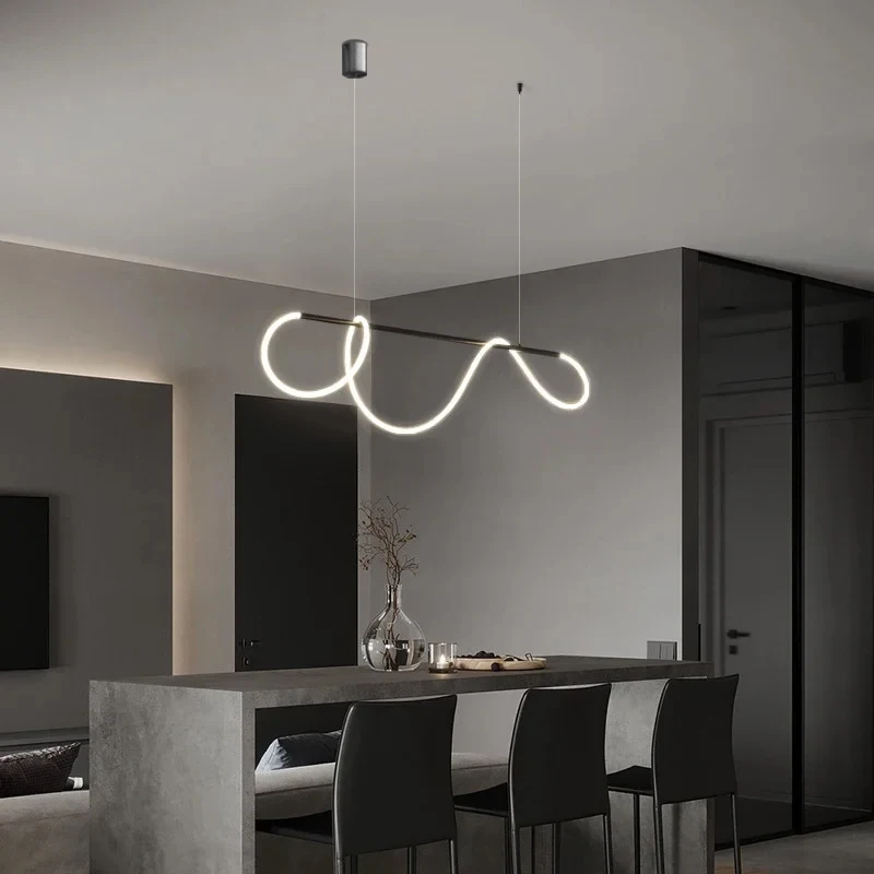 Moderne ledet-taklysekrone med lang slange til bord, spisestue, kjøkken, hengende 100cm- pyntet lampe til hjemmedekorasjon
