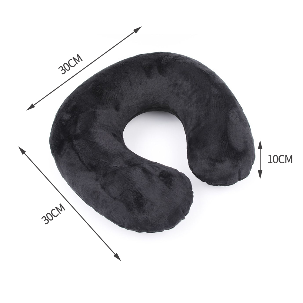 Flocking Plush Fabric Cover Inflatable Pillow Outdoor Travel Cushion U-Shaped Pillow Neck Pillow Travel Accessories Nap Pillow