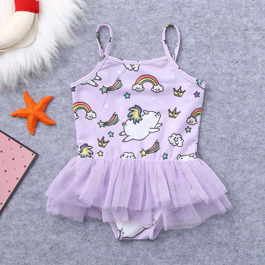 Kinderen Badmode Baby Meisjes Cartoon Varken Print Een Stuk Zomer Badmode Badpak Vest Romper Jumpsuits Meisjes Bikini Outfits T7 #