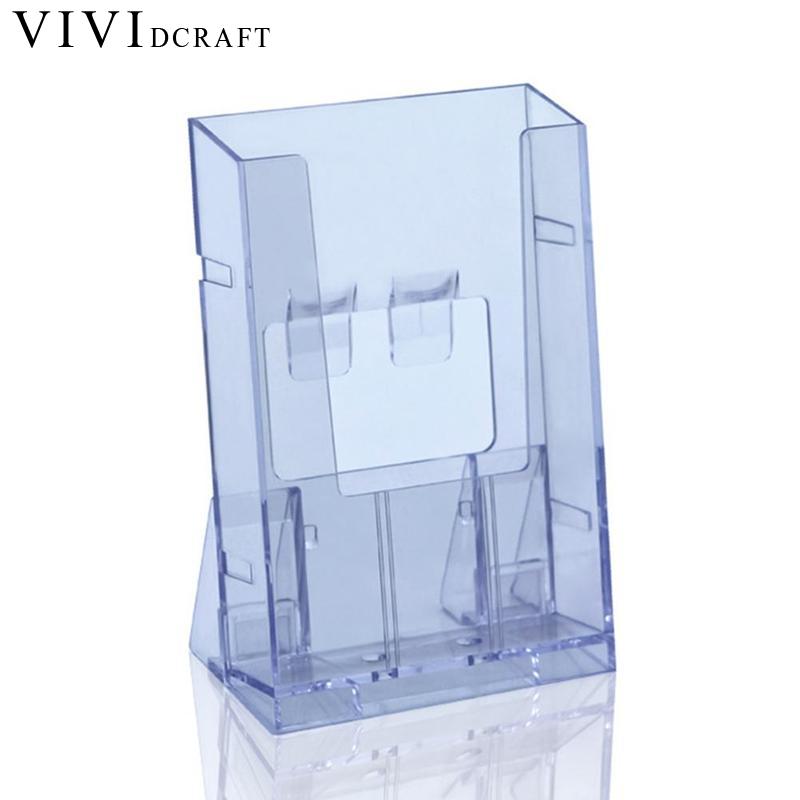 Vividcraft Office Display Clear Acrylic Business Transparent Card Holder Brochure Desk Stand Pamphlet Display Paper Holder