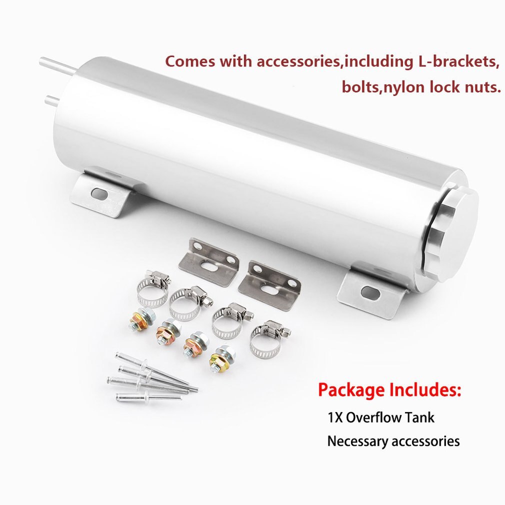 Polished Stainless Steel Radiator Overflow Tank Bottle Catch Can Car Modification Radiator Cooling Water Bottle