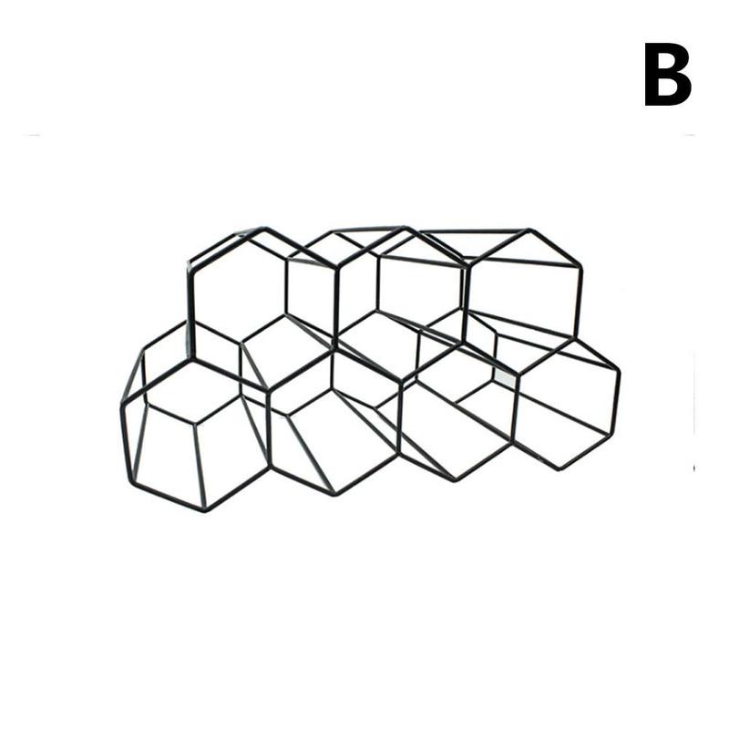 Honeycomb Wine Rack Modern Style Metal Wine Wine Ornaments Storage Rack Cooler Iron Wrought: One-size-black