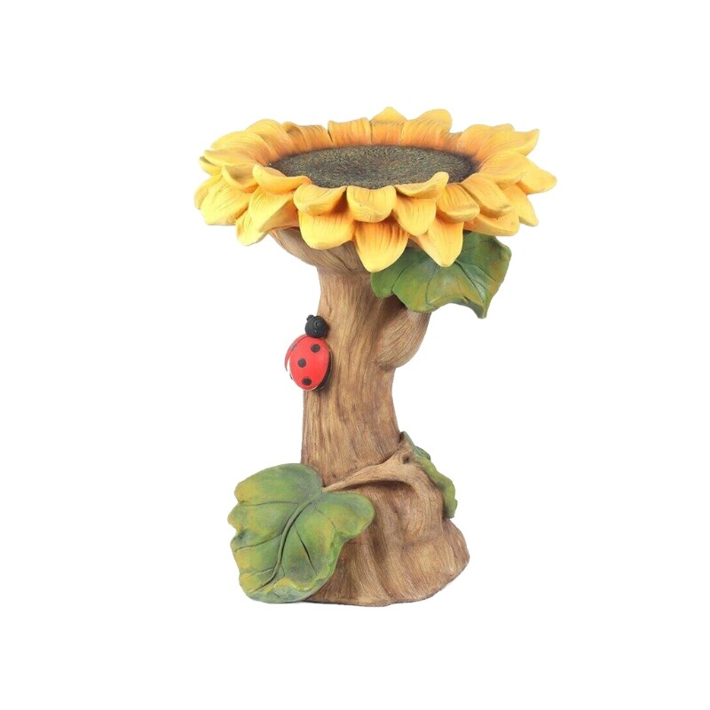 Exquisite Simulation Bird Feeder Bath Sunflower Ornaments, Resin Hand-crafted Ornaments for Garden Decoration: B