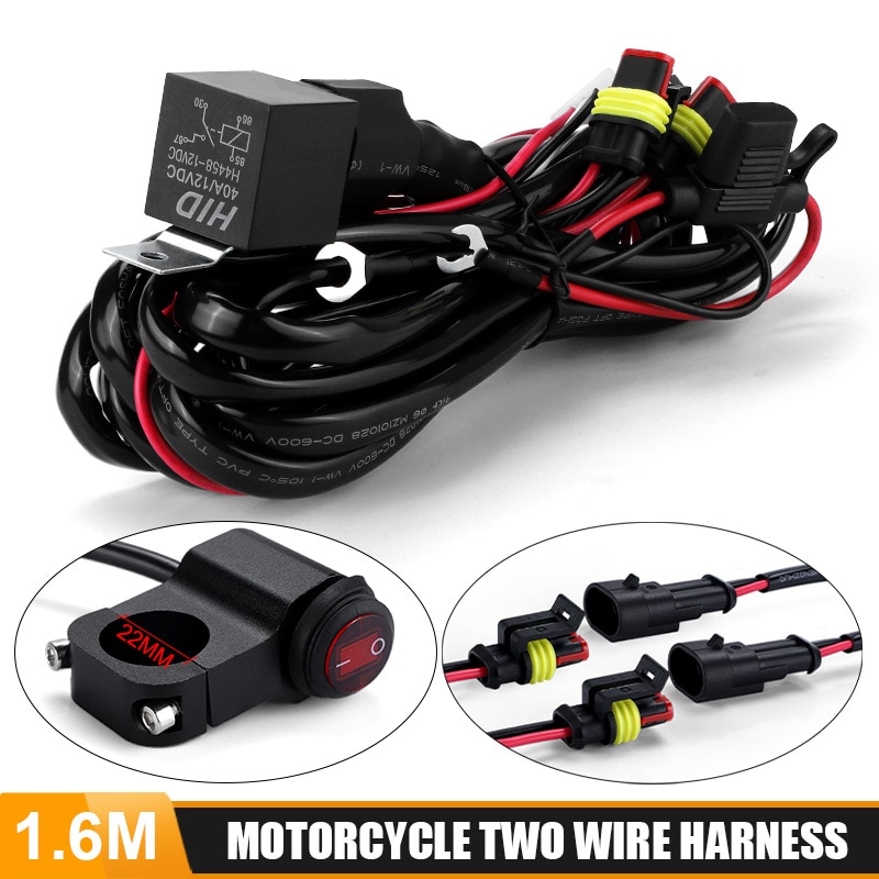 1Set Kabelboom Voor Led Motorfiets Koplampen Spotlight Wire Cable Switch Relais Kit Motorfiets Atv Rijden Licht Controle