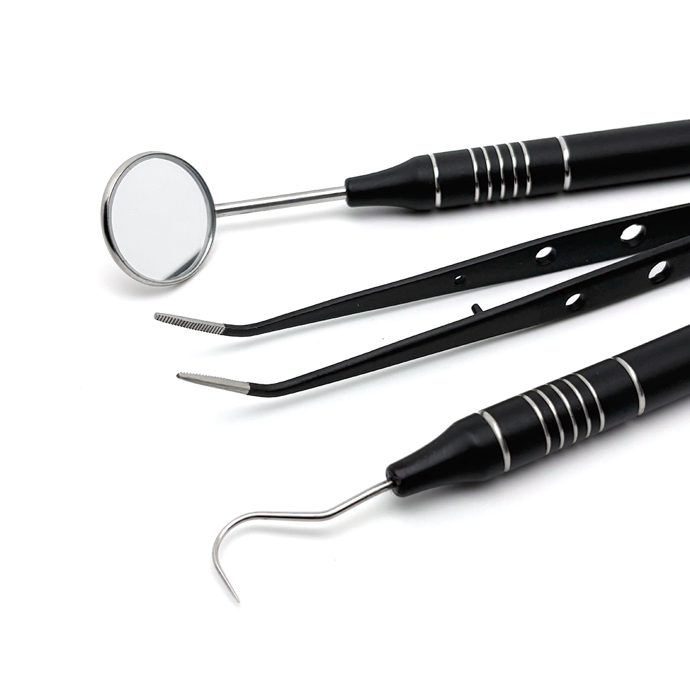 3 stuks tandheelkundige gereedschap set mondspiegel pincet curve sonde tandarts instrument tanden reinigen whitening tool kit