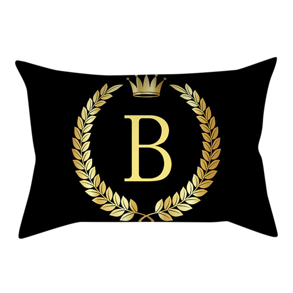 Or noir lettre taie d'oreiller oreillers décoratifs pour canapé housse de coussin taie d'oreiller pour la décoration intérieure Cojines Decorativos Para Sofá