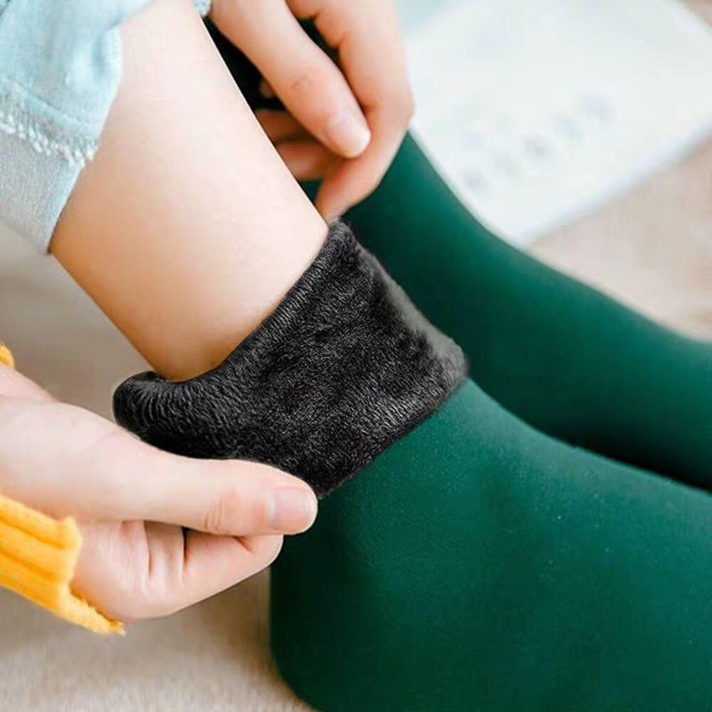 Calcetines gruesos de lana para mujer, medias gruesas y cálidas de Color sólido para mantener el calor, botas Unisex, calentador de lana térmica sin costuras para dormir, Invierno