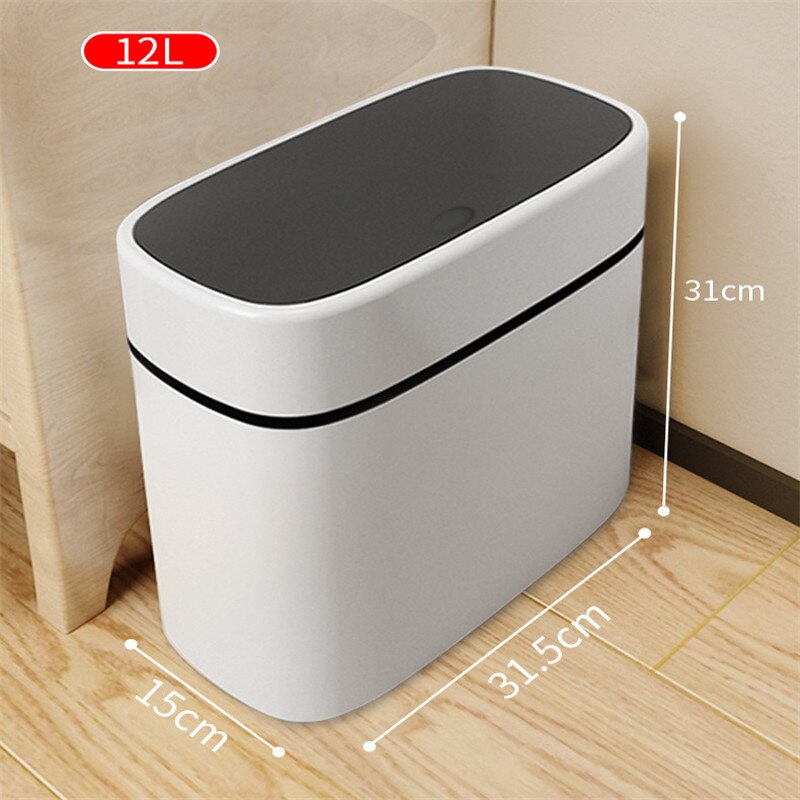 Trash Can Household Recycle Bin Bathroom Toilet Waterproof Narrow Seam Trash Bins Kitchen Dustbin Rubbish Bag Holder Waste Can: 12L