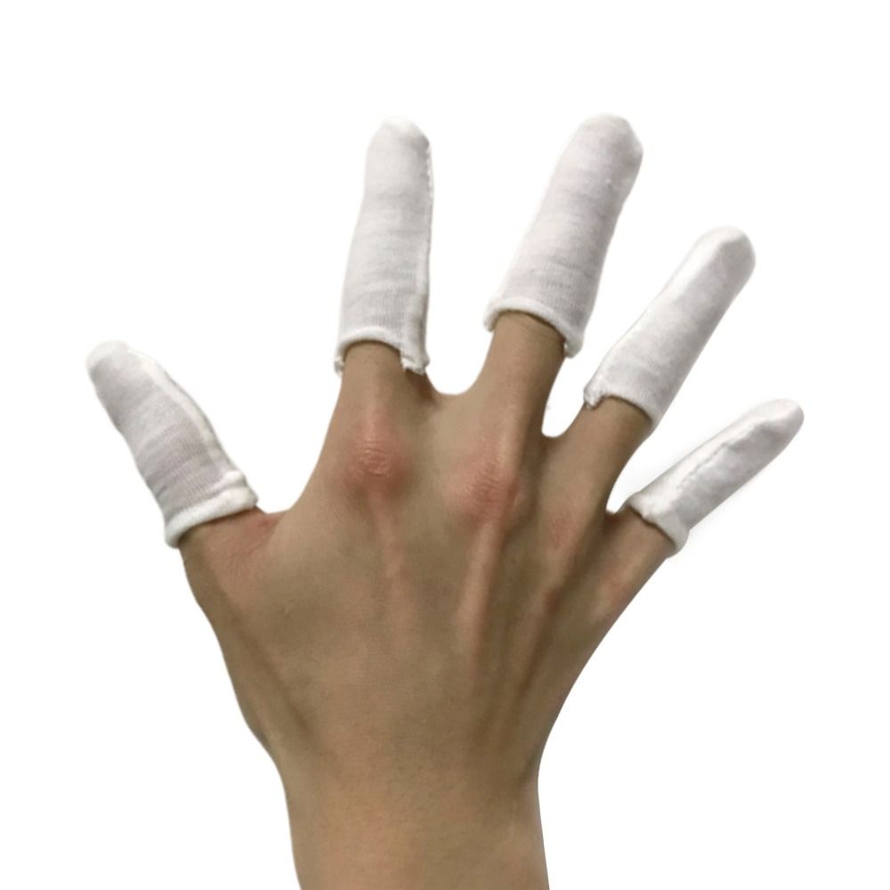 100 Stuks Wegwerp Witte Katoenen Vingerbedden Zweetabsorptie Vingers Beschermende Handschoenen Antislip Slijtvaste Vingerbeschermers: RED