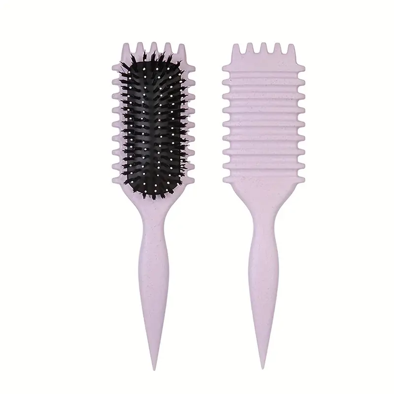 5-Piece Detangling & Styling Set: Curl Candy Bursh Curved Rat Tail Comb Edge Control Brush - Perfect for Salon Results: GRAY