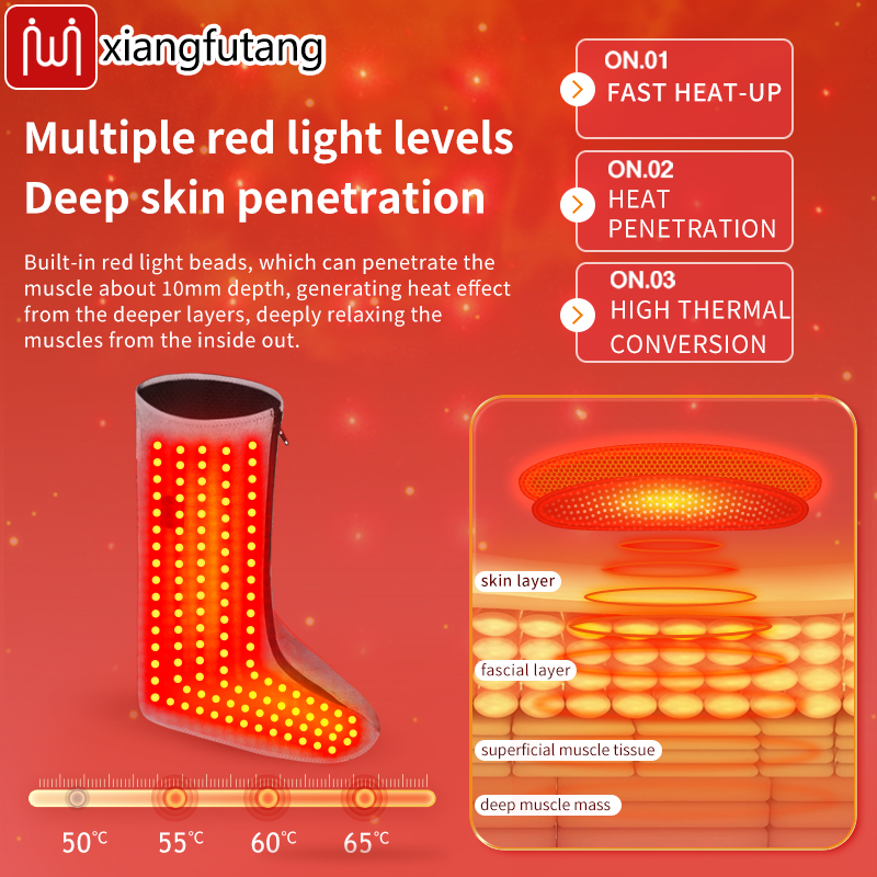 Red Light Heated Wrap Leg Boots/Stiff Toes/Varicose Veins/Boosts Blood Flow/Foot Massager with Adjustable Tightness/Home Use
