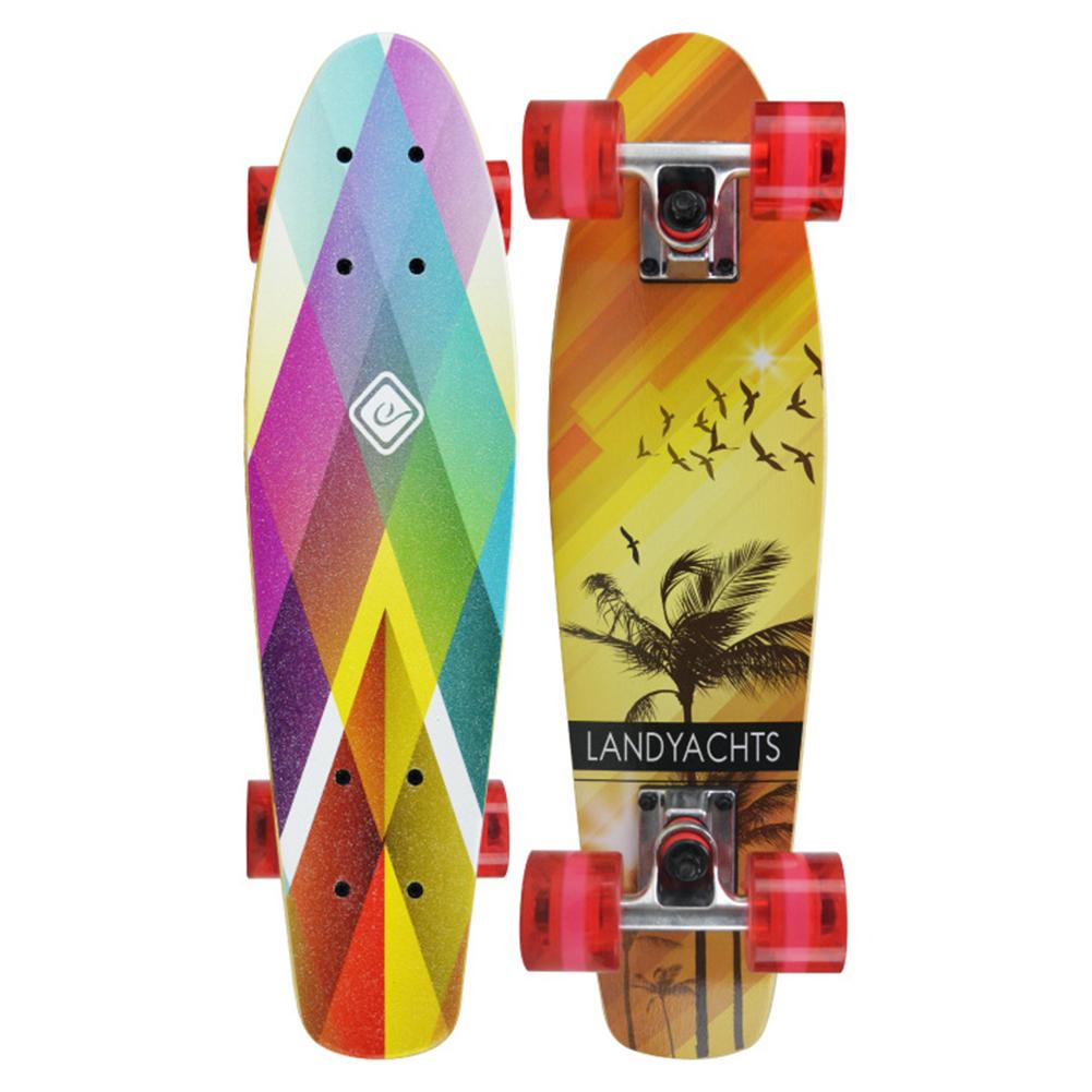 22 tommer ahorn skateboard dæk skateboard lang bord dæk penny board med 4 hjul 7 lag pennyboards til børn begyndere: Rød