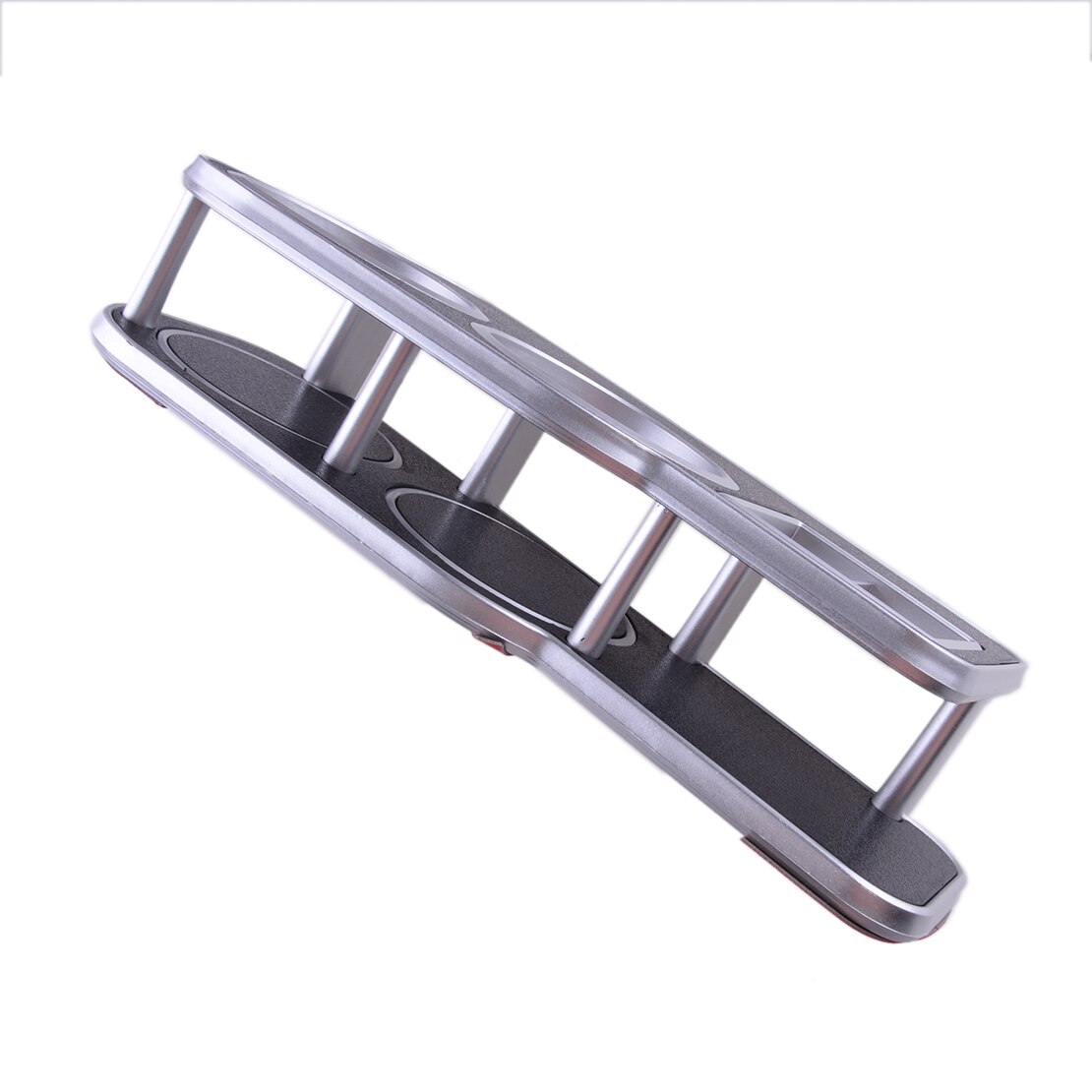 Universal Brim Plastic Front Instrument Desk Table Double Cup Drink Holder for Cars Black &amp; Silver