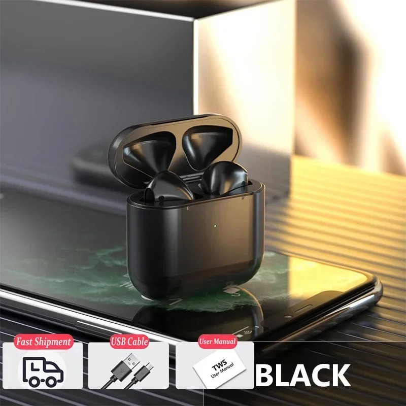 Wireless Bluetooth Earphones Headphones Air Pro 4 TWS Mini Earpone Headset For PC Android Apple iPhone Earbuds Accessories: black