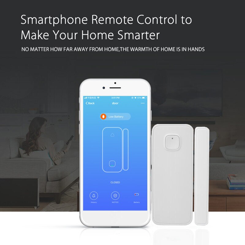 Smart wifi door sensor work with alexa google home voice and IFTTT control for ios Android