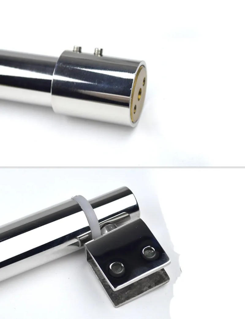 Barra/clip fijo para puerta de vidrio de ducha de acero inoxidable, barra de soporte de vidrio para baño, plano fijo, longitud ajustable, accesorios de Ducha