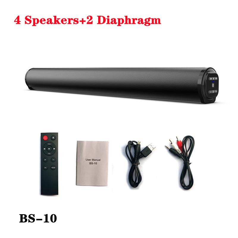 Home Theater Draadloze Bluetooth Speaker Echo Muur Soundbar Voor Tv Afstandsbediening Stereo Kolom Sound Box Fm Radio Rca Tf usb Aux: Black 4 speakers