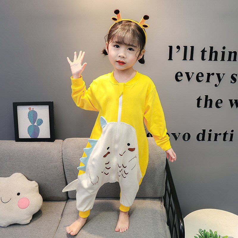 Pyjama en coton avec fermeture éclair pour bébé fille, vêtements de nuit, 9M, 12M, 2 ans, 3T: Yellow / 24M(Height85-95cm)