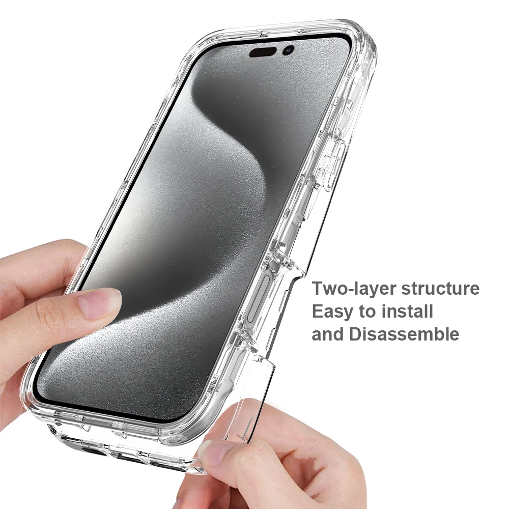 Funda protectora contra caídas de cuerpo completo 360 para iPhone 16 15 13 14 12 Mini 11 Pro Max XR XS 10X7 8 Plus cubierta transparente ajustada antideslizante
