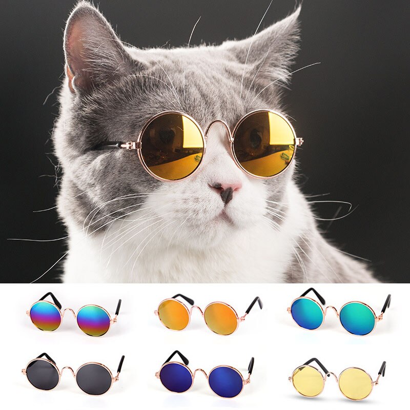 Mode Hond Kat Zonnebril Kleine Hond Bril Huisdier Producten Voor Kat Glazen Hond Eye-Wear Foto 'S Huisdier Accessoires ronde Bril