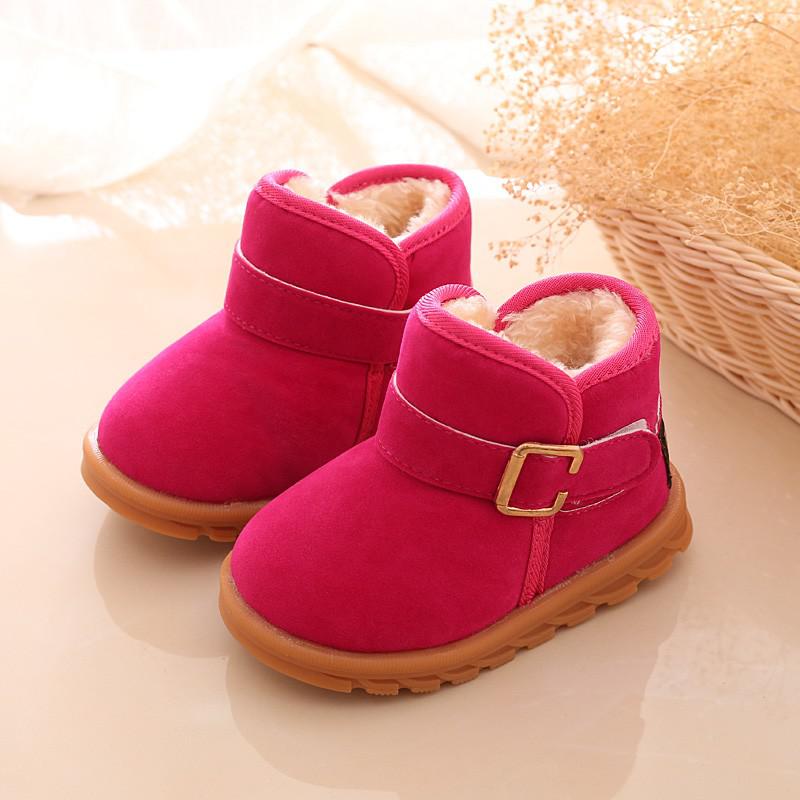Winterwarme schneestiefel für jungen und mädchen, flach mit plüschfutter, kinderschneestiefel, 13-15 cm , kleinkinderschuhe: verrotten / 12
