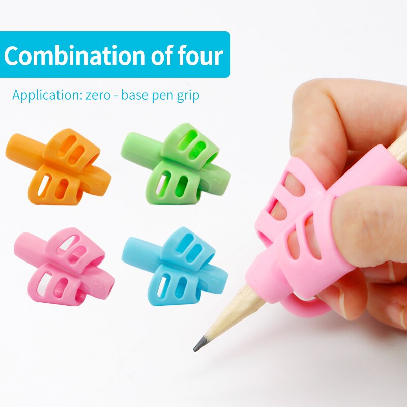 Potlood Handvat Staaf Grips Pen Houder Grip Voor Kids Leuke Hand Schrijven Aid Trainer Houding Correctie Pen Vinger Houder: 4pcs Hollow out