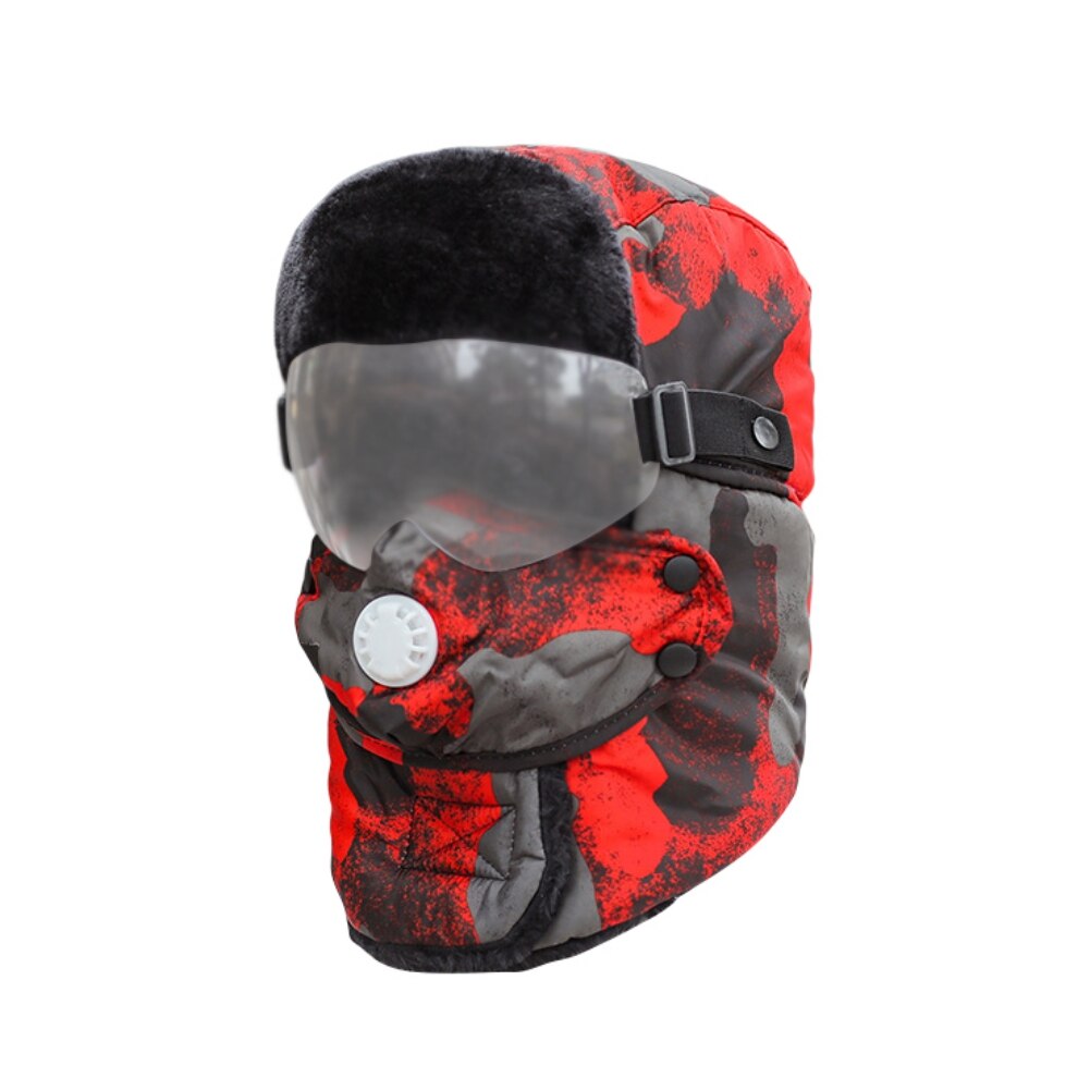 Winter Skiing Warm Hat Outdoor Winter Hiking Cycling Ski Hats Men Women Skiing Waterproof Hood Hat With Glasses Cap Balaclava: L