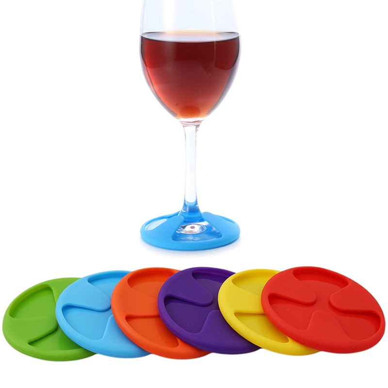 6 Stks/set Siliconen Wijn Glas Cup Charm Mat Wine Glass Charms Glaswerk Coaster Cup Covers Drankjes Marker Tafel Decoratie