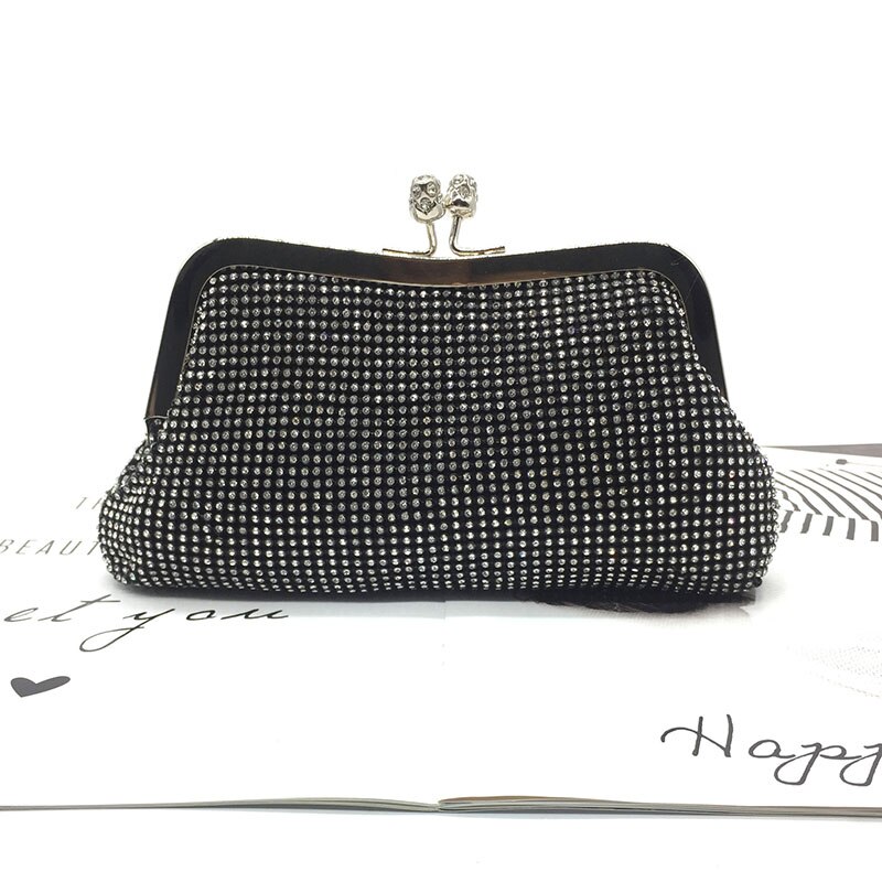 Senhoras diamantes sacos de noite elegante festa casamento pequena concha bolsa para a mulher jantar embreagem bolsa corrente ombro ftb318: black