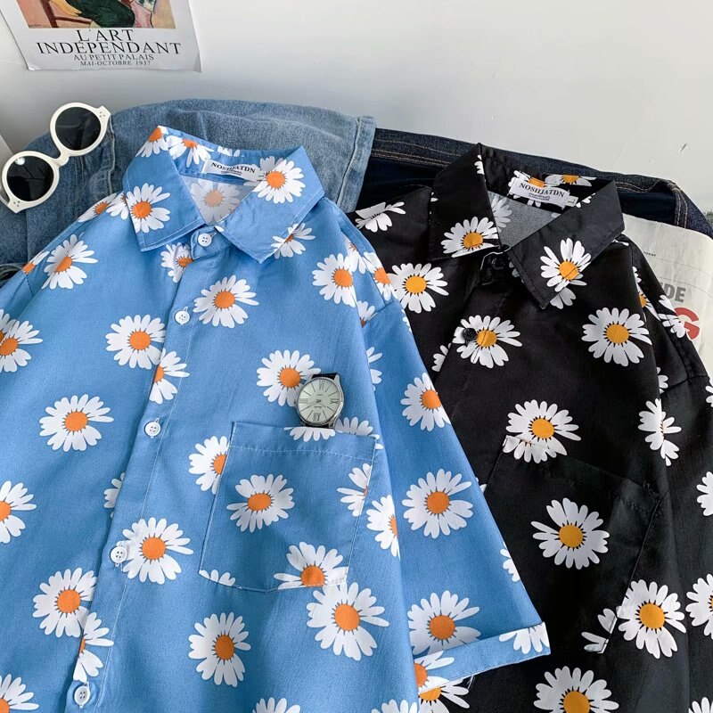 herren Hemden Japan Stil Streetwear Blume Hemd Männlichen lässig Männer Kleidung Sommer Tendenzen Männer Hemden