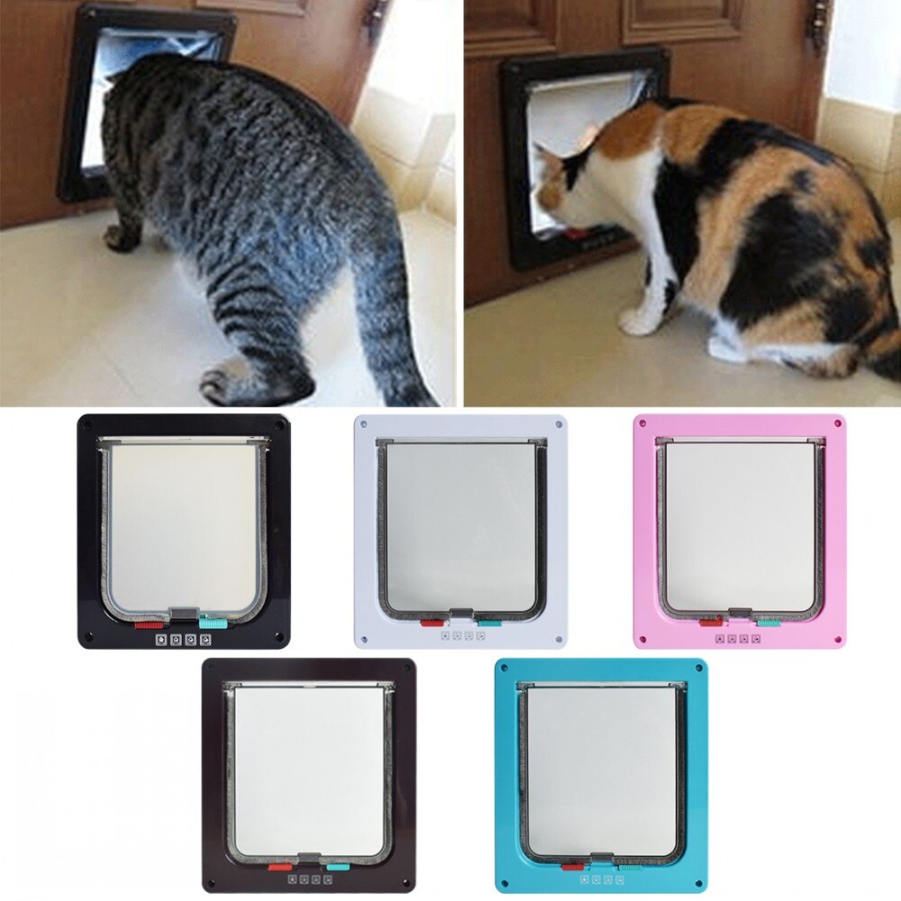 S-XL 4 Way Afsluitbare Hond Kat Kitten Deur Beveiliging Flap Deur Abs Plastic Intellgent Controle Deur Dier Kleine Kat hond Poort