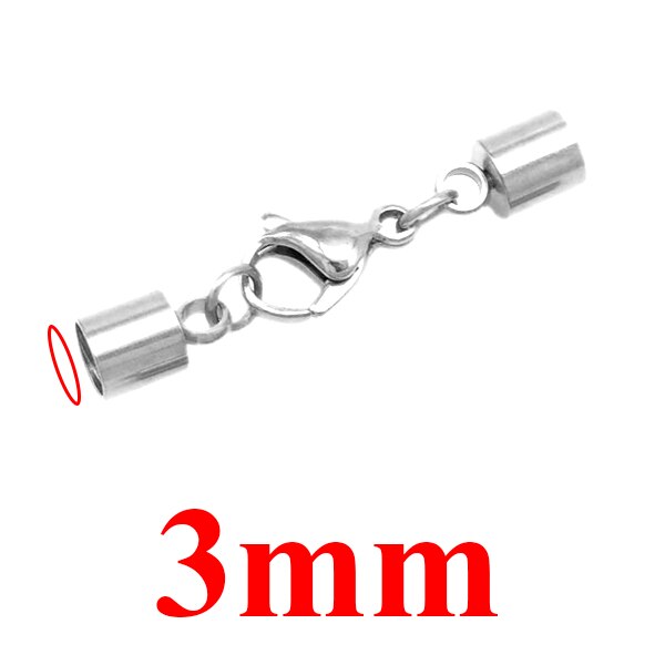 5 pz/lotto Catenaccio Ganci In Acciaio Inox Oro/argento Tono Fibbia In Pelle Cavo di Blocco per il FAI DA TE Braccialetto di Cuoio Dei Monili che fanno: silver 3mm