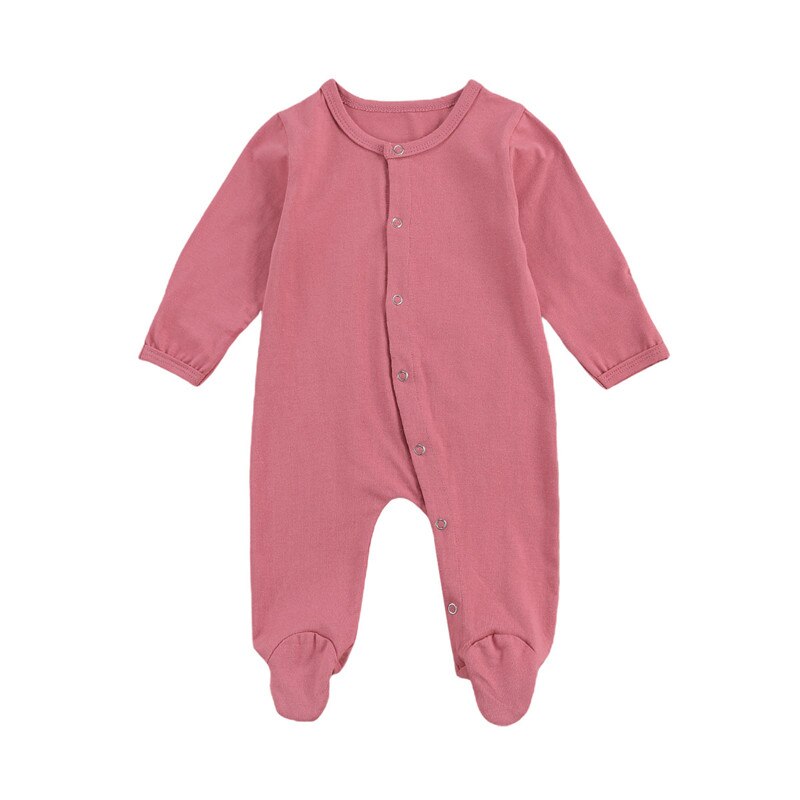 Peuter Meisje Kleding Zuigeling Effen Kleur Lange Mouwen Footies Pak Baby Meisje Jongen Kleding Lange Mouw Footies: D / 3 6Months