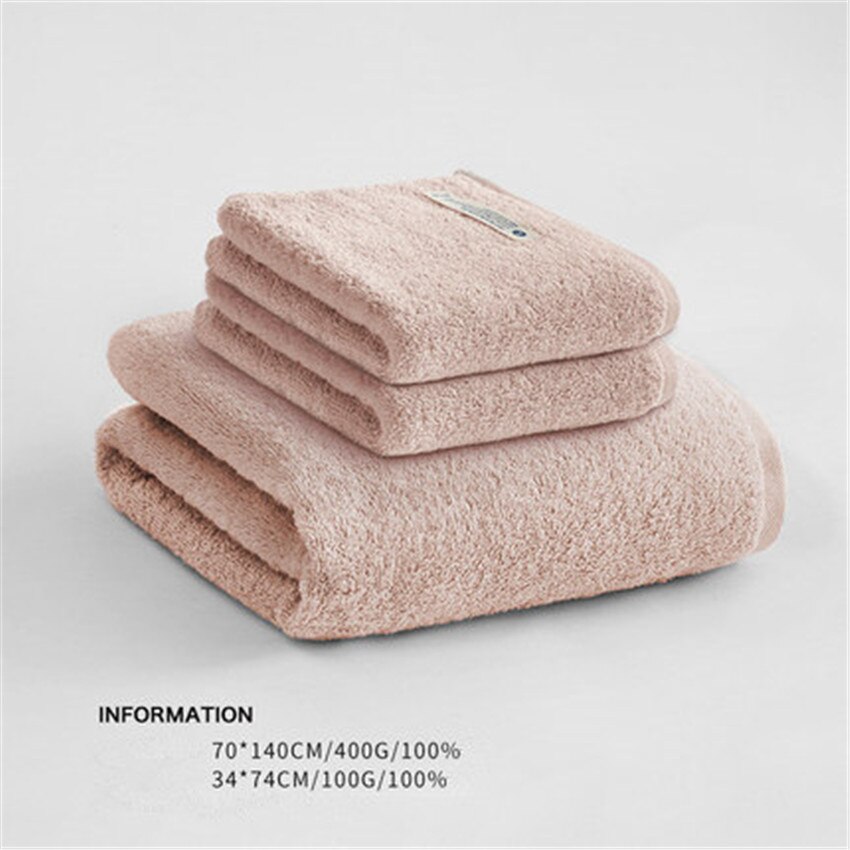 3 stk / sæt højkvalitets luksushotel badehåndklæde hvid lyserød blå kaffe grøn ansigt håndklæde tyk absorberende 70*140cm store bomuldshåndklæder: Lyserød